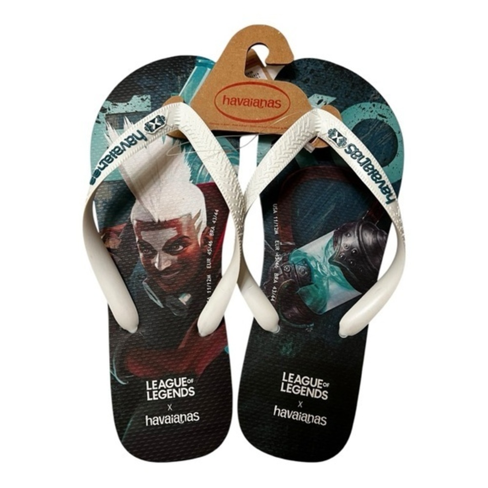 Havaianas League of‎ Legends Teal & White Flip Flops Size 11/12